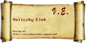 Veliczky Elek névjegykártya